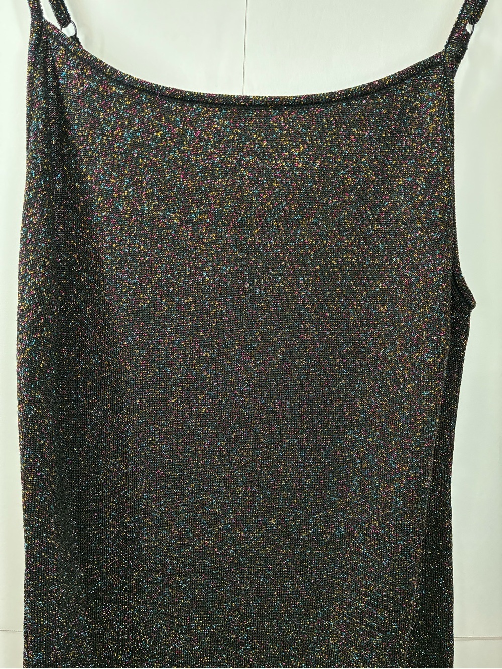 Urban Outfitters Black Iridescent Glitter Knit Mini Dress Y2K Size Large - Picture 2 of 5